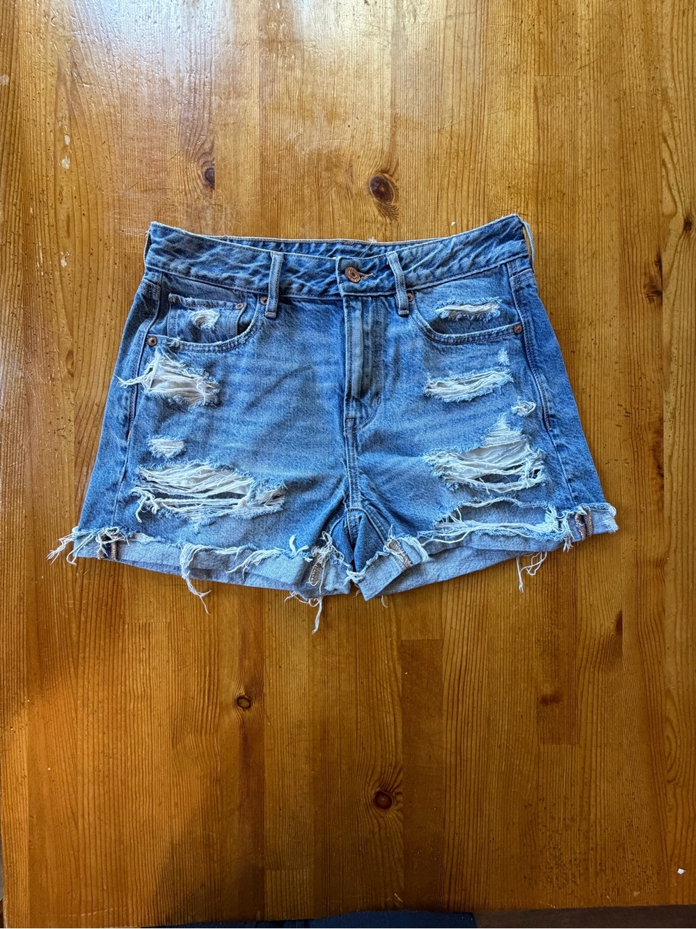 American Eagle Outfitters Distressed Blue Denim Cutoff Shorts